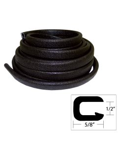 TACO Flexible Vinyl Trim - 1/2" Opening x 5/8"W x 25'L - Black