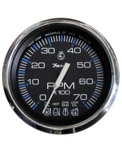 Faria Chesapeake Black SS 4" Tachometer w/Systemcheck Indicator - 7,000 RPM (Gas - Johnson / Evinrude Outboard)