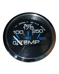 Faria Chesapeake Black SS 2" Water Temperature Gauge (100-250 degreeF)