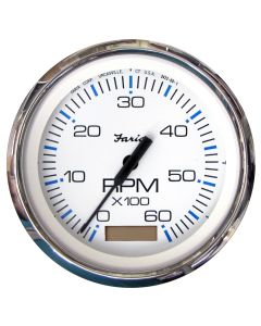 Faria Chesapeake White SS 4" Tachometer w/Hourmeter - 6,000 RPM (Gas - Inboard)
