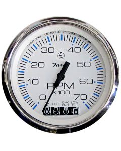 Faria Chesapeake White SS 4" Tachometer w/Systemcheck Indicator - 7,000 RPM (Gas - Johnson/Evinrude Outboard)