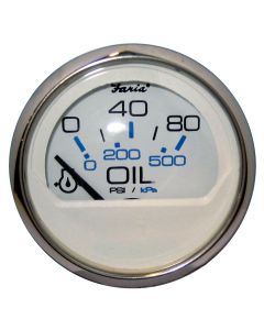 Faria Chesapeake White SS 2" Oil Pressure Gauge - 80 PSI