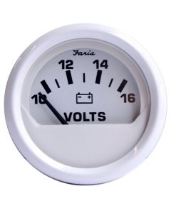 Faria Dress White 2" Voltmeter (10-16 VDC)