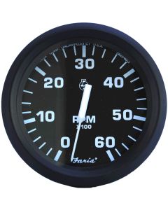 Faria Euro Black 4" Tachometer - 6,000 RPM (Gas - Inboard & I/O)