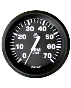 Faria Euro Black 4" Tachometer - 7,000 RPM (Gas - All Outboard)