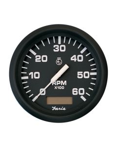 Faria Euro Black 4" Tachometer w/Hourmeter - 6,000 RPM (Gas - Inboard)
