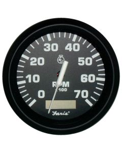 Faria Euro Black 4" Tachometer w/Hourmeter - 7,000 RPM (Gas - Outboard)