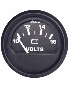 Faria Euro Black 2" Voltmeter (10-16 VDC)