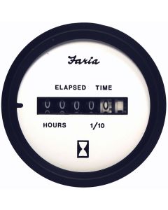 Faria Euro White 2" Hourmeter (10,000 Hrs) (12-32 VDC)