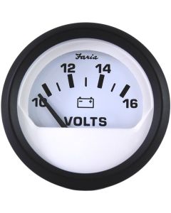 Faria Euro White 2" Voltmeter (10-16 VDC)