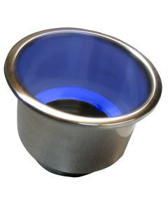 Whitecap Flush Mount Cup Holder w/Blue LED Light - Stainless Steel