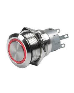 Marinco Push Button Switch - 12V Latching On/Off - Red LED