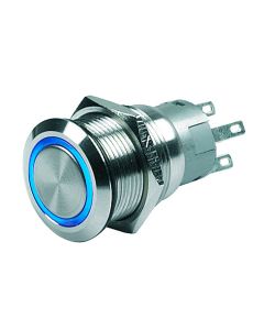 Marinco Push Button Switch - 24V Latching On/Off - Blue LED
