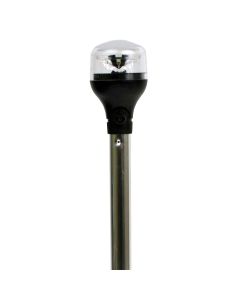 Attwood LightArmor Plug-In All-Around Light - 20" Aluminum Pole - Black Horizontal Composite Base w/Adapter