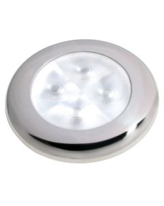 Hella Marine Slim Line LED 'Enhanced Brightness' Round Courtesy Lamp - White LED - Stainless Steel Bezel - 12V