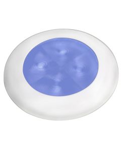 Hella Marine Slim Line LED 'Enhanced Brightness' Round Courtesy Lamp - Blue LED - White Plastic Bezel - 12V