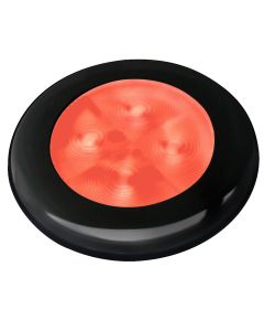 Hella Marine Slim Line LED 'Enhanced Brightness' Round Courtesy Lamp - Red LED - Black Plastic Bezel - 12V