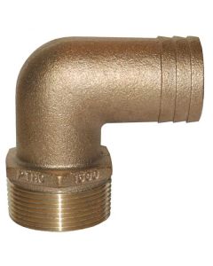 GROCO 1-1/4" NPT x 1-1/4" ID Bronze 90 Degree Pipe to Hose Fitting Standard Flow Elbow