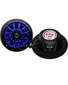 Boss Audio MRGB65B 6.5" 2-Way 200W Marine Full Range Speaker w/RGB LED Lights - Black - Pair