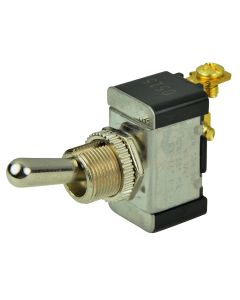 BEP SPST Chrome Plated Toggle Switch -OFF/(ON)