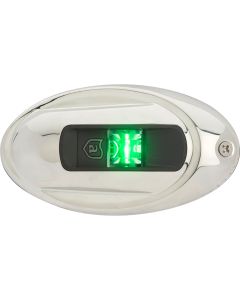 Attwood LightArmor Vertical Surface Mount Navigation Light - Oval - Starboard (green) - Stainless Steel - 2NM