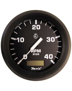 Faria Euro 4" Tachometer w/Hourmeter (4000 RPM) (Diesel) (Mech Takeoff & Var Ratio Alt)