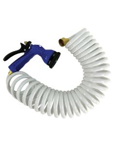 Whitecap 15' White Coiled Hose w/Adjustable Nozzle