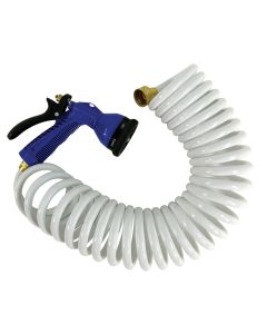 Whitecap 25' White Coiled Hose w/Adjustable Nozzle