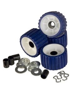 C.E. Smith Ribbed Roller Replacement Kit - 4-Pack - Blue