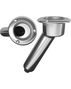 Mate Series Stainless Steel 30 degree Rod & Cup Holder - Drain - Round Top