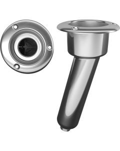 Mate Series Stainless Steel 15 degree Rod & Cup Holder - Drain - Round Top