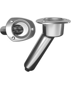 Mate Series Stainless Steel 30 degree Rod & Cup Holder - Drain - Oval Top