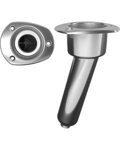 Mate Series Stainless Steel 15 degree Rod & Cup Holder - Drain - Oval Top