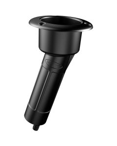 Mate Series Plastic 15 degree Rod & Cup Holder - Drain - Round Top - Black