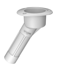 Mate Series Plastic 30 degree Rod & Cup Holder - Open - Oval Top - White