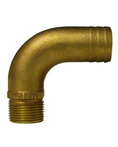 GROCO 1" NPT x 1-1/4" ID Bronze Full Flow 90 degree Elbow Pipe to Hose Fitting