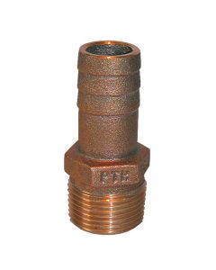 GROCO 1-1/4" NPT x 1-1/8" ID Bronze Pipe to Hose Straight Fitting