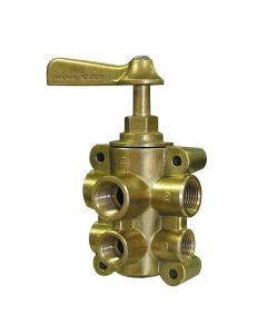 GROCO 6-Port NPT Bronze Fuel Valve 1/2" Main - 3/8" Return