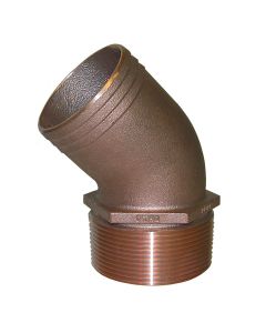 GROCO 3/4" NPT Bronze 45 Degree Pipe to 3/4" Hose