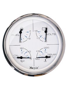 Faria 5" Multifunction Gauge Chesapeake White w/Stainless Steel - Fuel, Oil, Water & Voltmeter