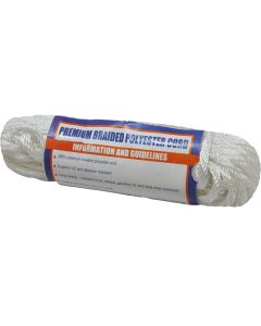 Sea-Dog Solid Braid Polyester Cord Hank - 5/32" x 50&#39; - White