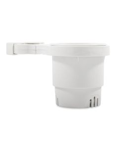 Camco Clamp-On Rail Mounted Cup Holder - Small for Up to 1-1/4" Rail - White